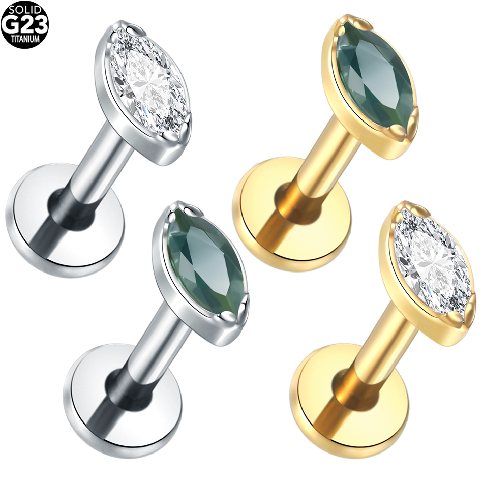 Body Jewelry Flat Back - 1Pc/5Pcs Titanium Cartilage Earrings Flat Back