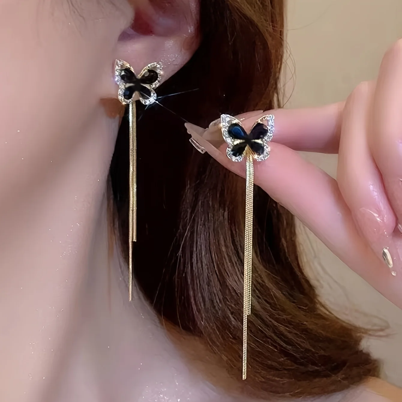 Body Jewelry Quality - [NEW] A 2pcs, black butterfly long