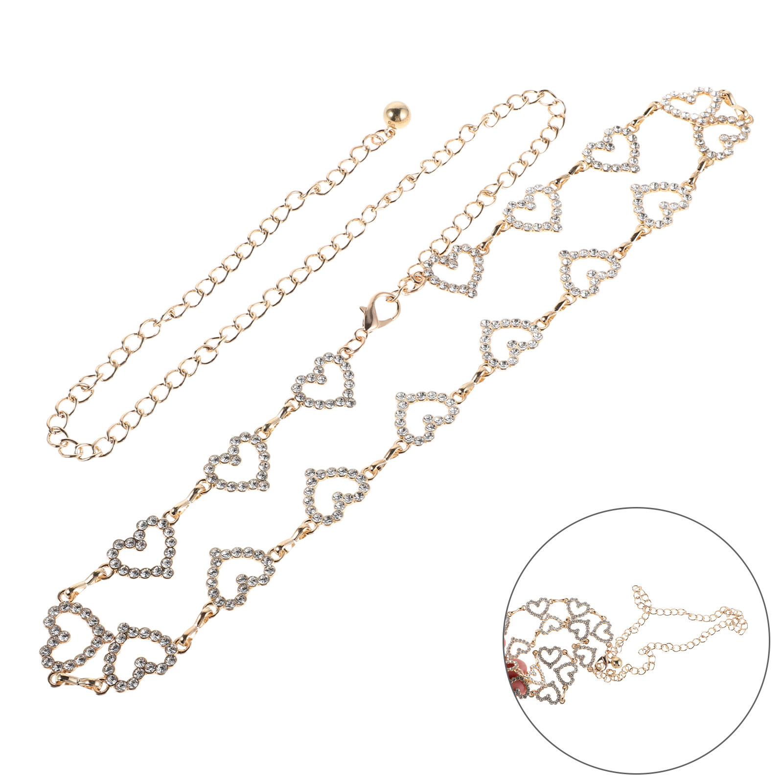 Body Jewelry Beach - Women Heart Rhinestone Waist Chain Adjustable