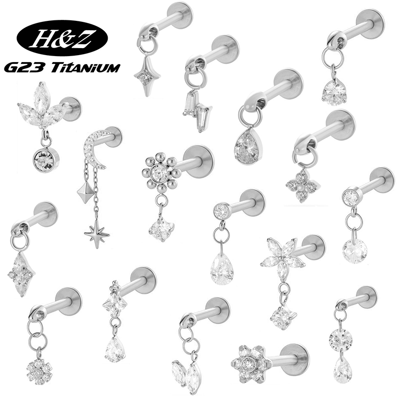 Body Jewelry Flat Back - 1PC G23 Titanium Stud Earrings Internal