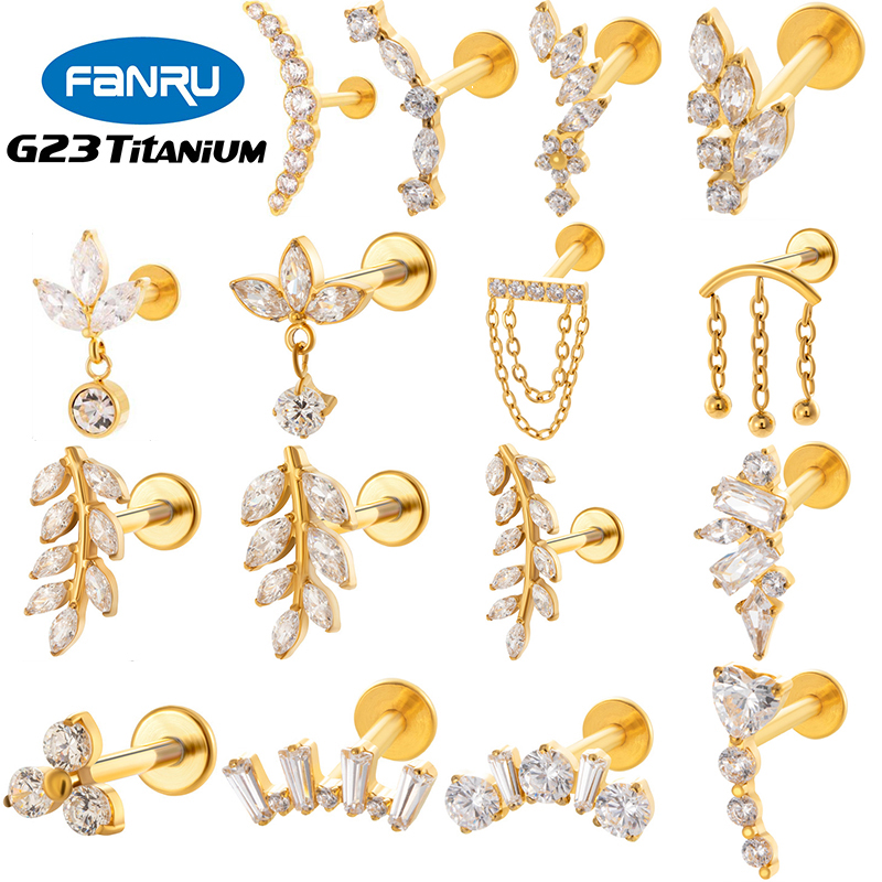 Body Jewelry Flat Back - 1PC G23 Titanium Ear Stud Internal