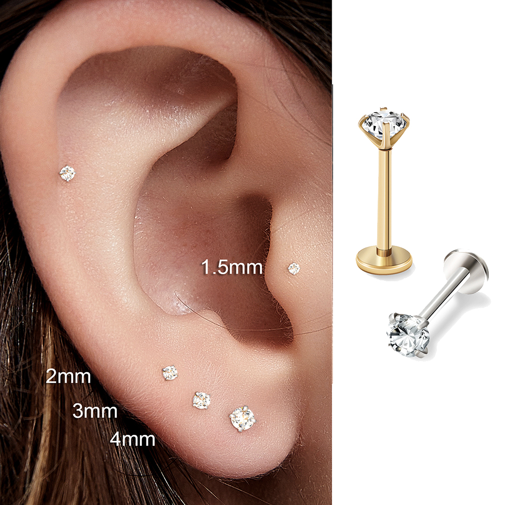 Body Jewelry Flat Back - 2/8PCS Stainless Steel Eearring Nose Stud