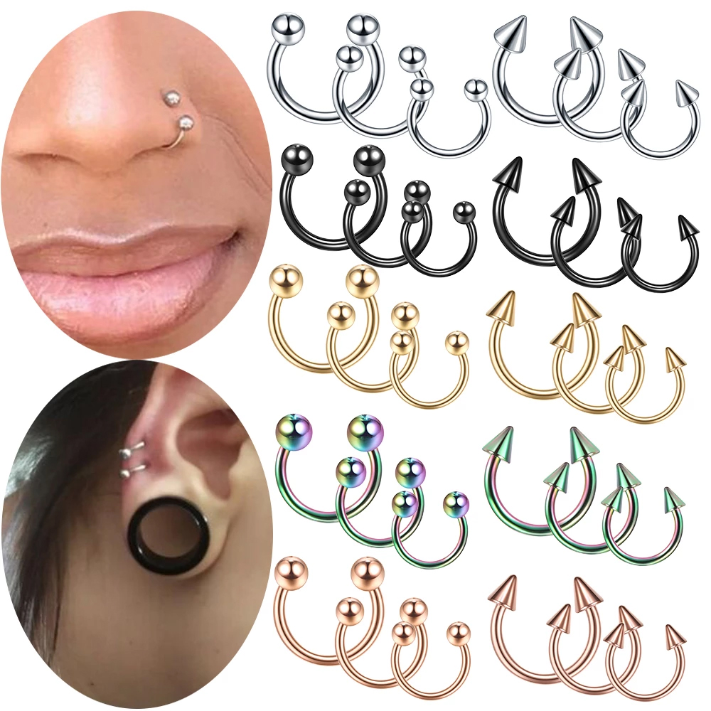 Zoor Body Jewelry - 1Pair Steel Circular Barbell Horseshoe 16G