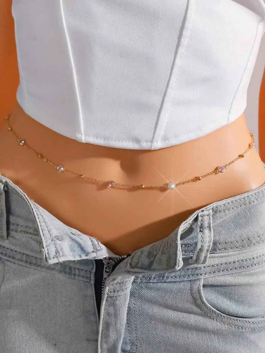 Body Jewelry Beach - 1pc Women's Crystal Chain Waist Chain,