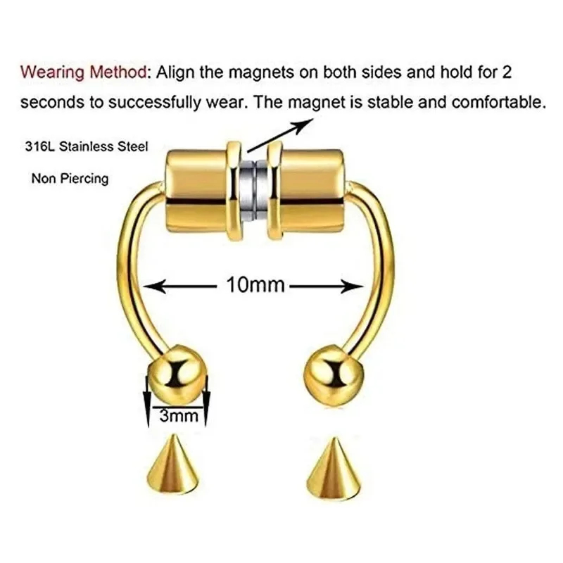 1/2/3Pcs Fake Magnetic Nose Ri – Body Jewelry Septum recenzja i cena