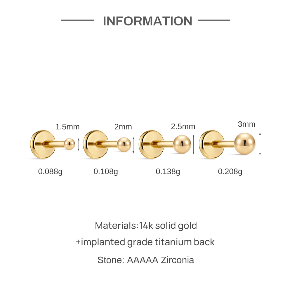 Aide 14K Solid Gold Smooth Bal – Body Jewelry Hypoallergenic recenzja i cena