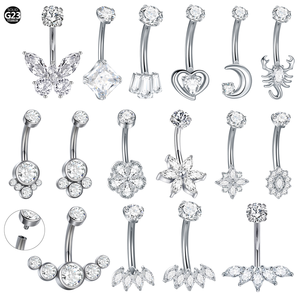 1Pc Titanium Zircon Belly Ring – Belly Bar Titanium recenzja i cena