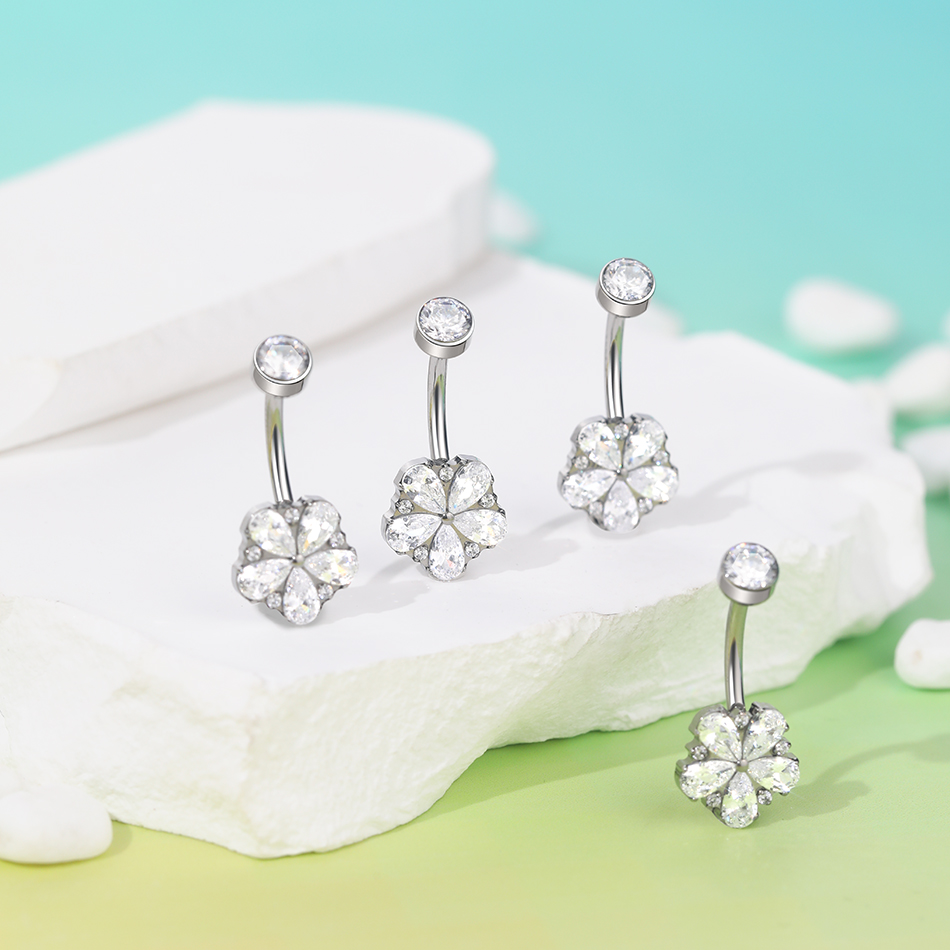 1Pc Titanium Zircon Belly Ring – Belly Bar Titanium recenzja i cena
