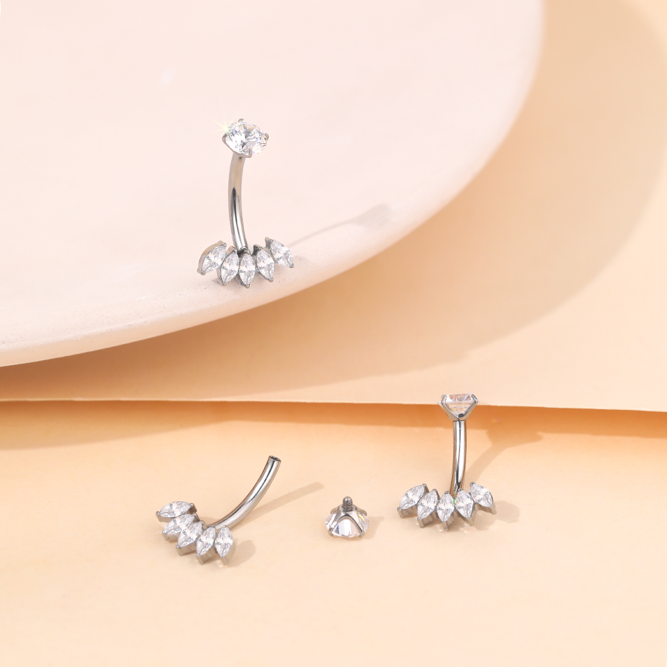 1Pc Titanium Zircon Belly Ring – Belly Bar Titanium recenzja i cena