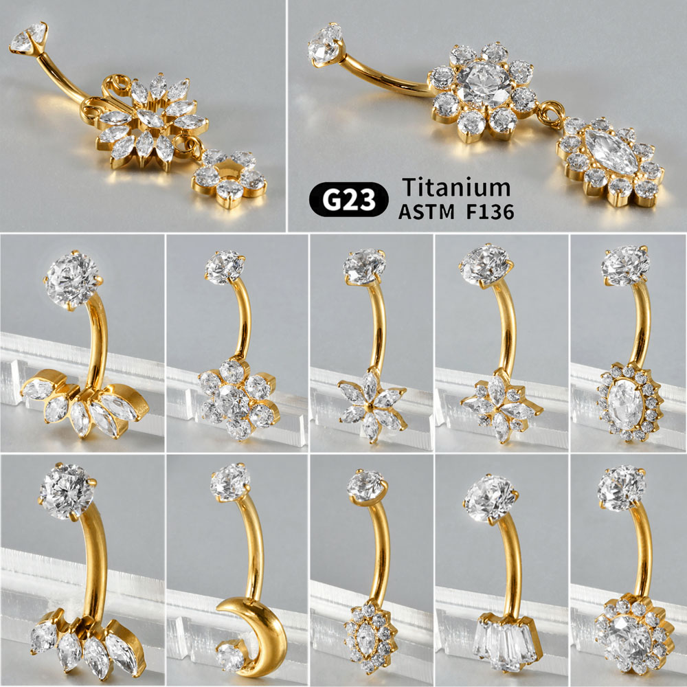 1PC Titanium Carved Zircon Bel – Belly Bar Titanium recenzja i cena