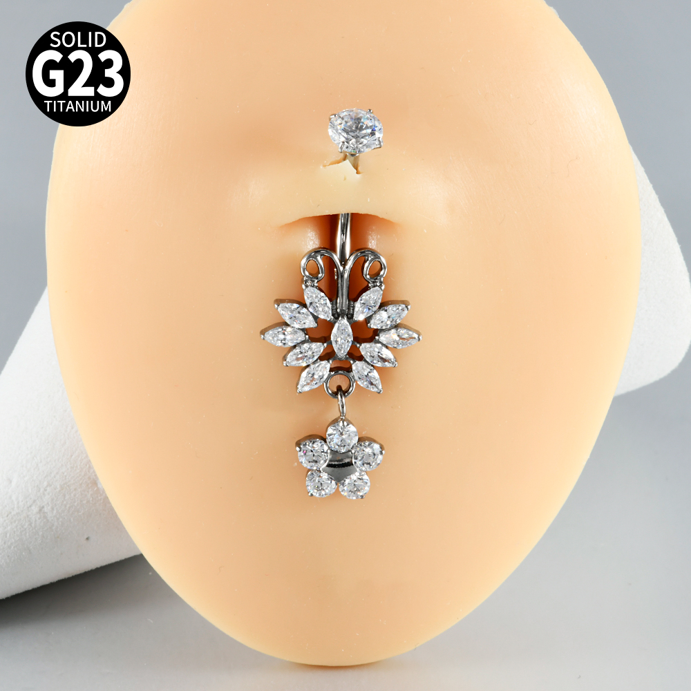 1PC Titanium Carved Zircon Bel – Belly Bar Titanium recenzja i cena