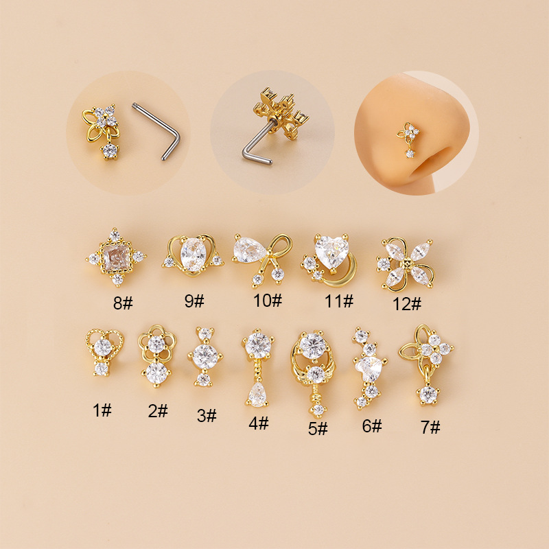 20G L-Shaped Cubic Zircon Nose – Body Jewelry Septum recenzja i cena