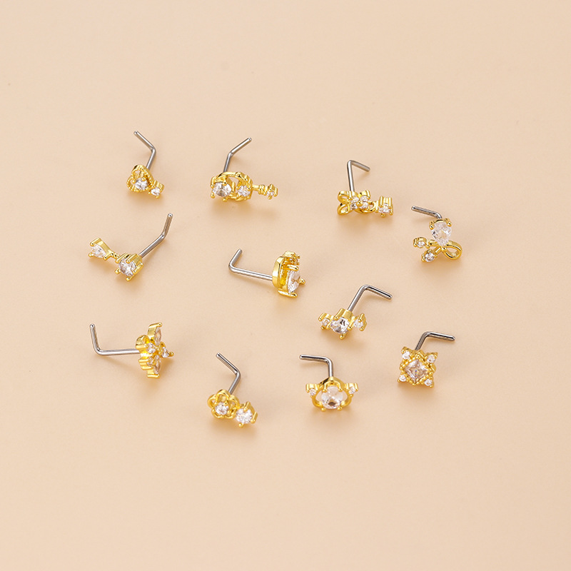 20G L-Shaped Cubic Zircon Nose – Body Jewelry Septum recenzja i cena