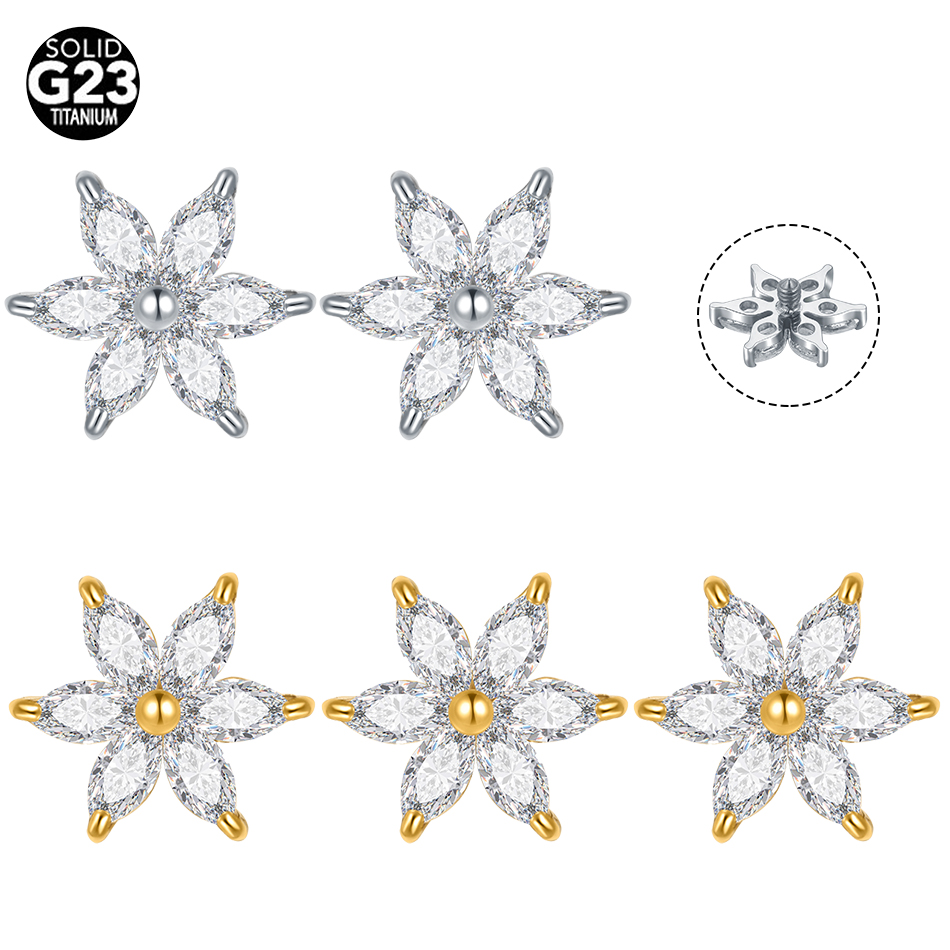 1/5PCS Titanium Crystal Flower – Belly Bar Titanium recenzja i cena