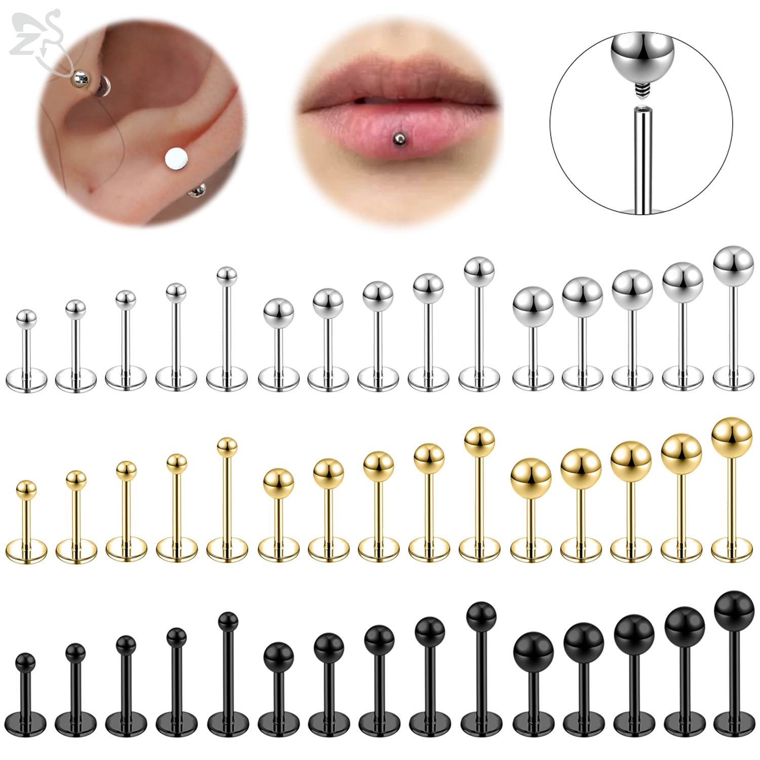 ZS 6 Pcs/lot Internal Thread 1 – Body Jewelry Flat Back recenzja i cena