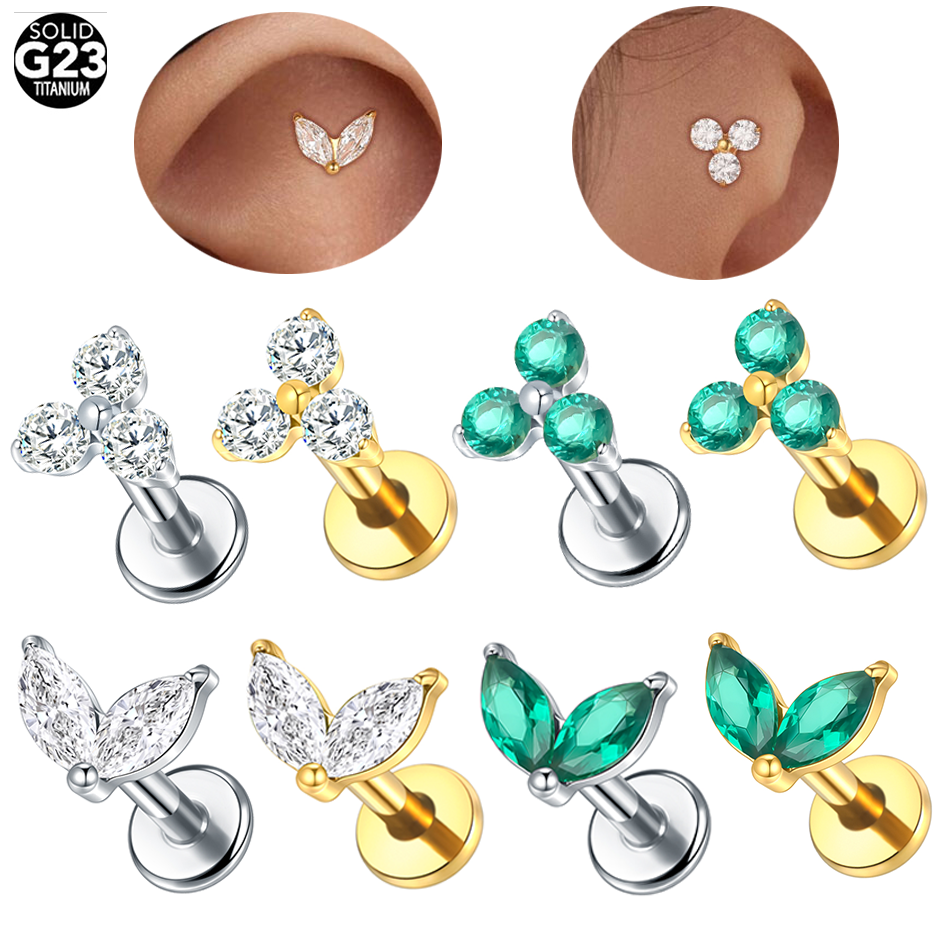1pc Titanium White Green Zirco – Body Jewelry Flat Back recenzja i cena