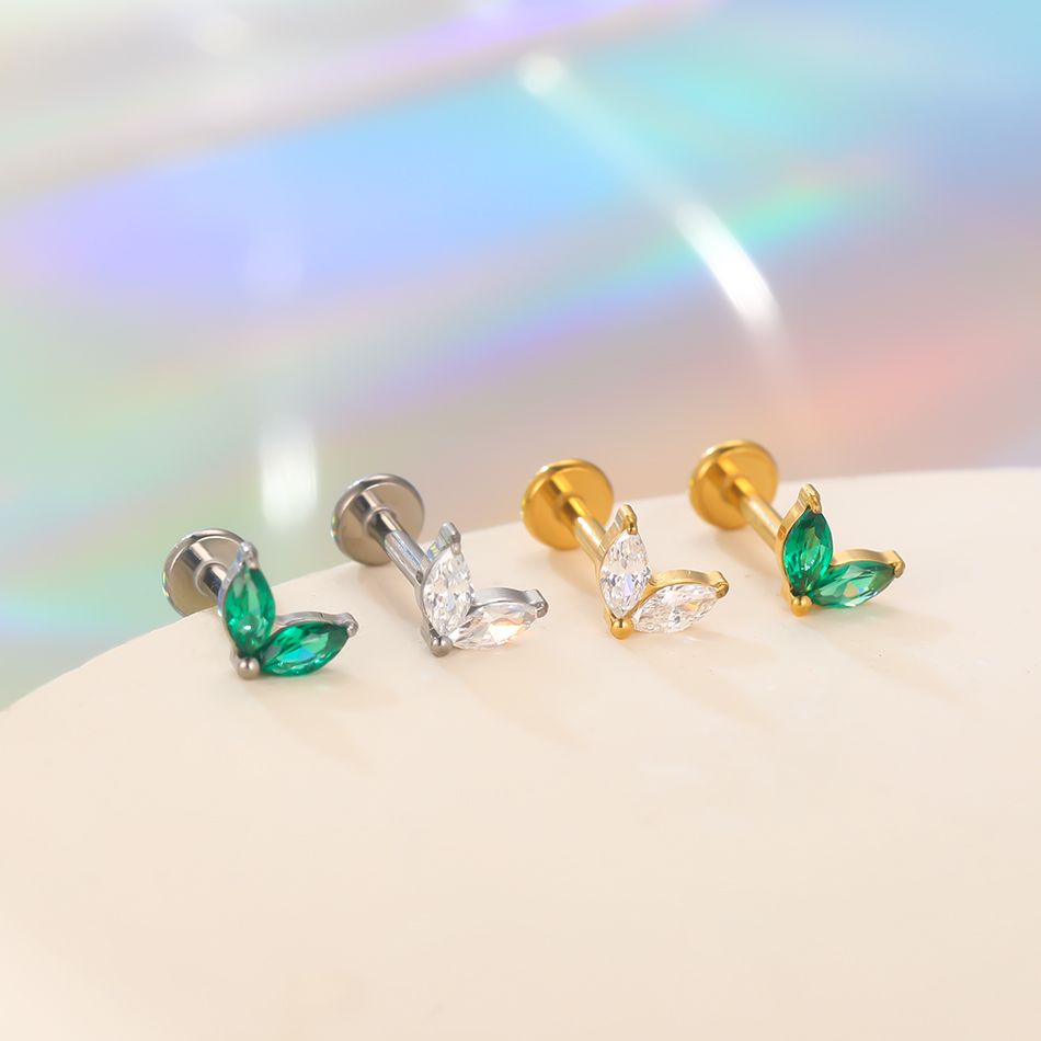 1pc Titanium White Green Zirco – Body Jewelry Flat Back recenzja i cena