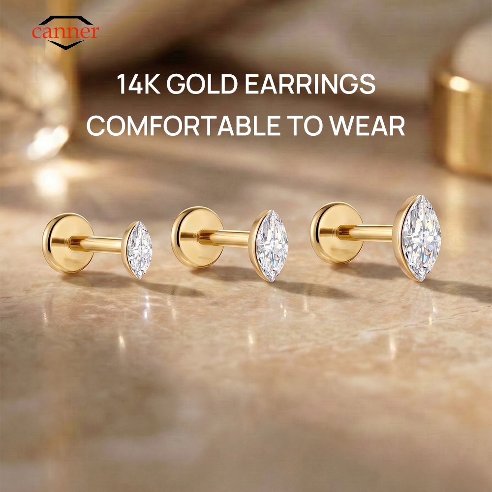 CANNER 1PC 14K Solid Gold Deli – Body Jewelry Flat Back recenzja i cena