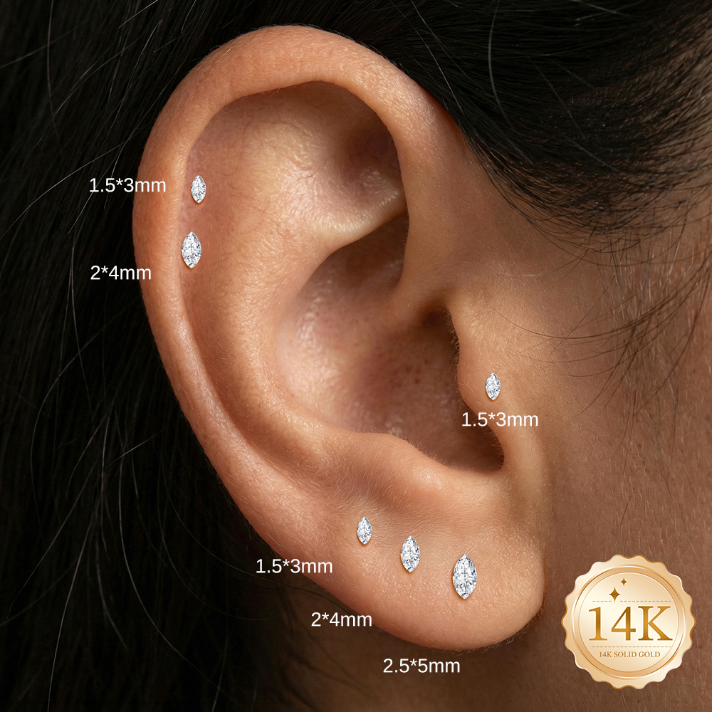 CANNER 1PC 14K Solid Gold Deli – Body Jewelry Flat Back recenzja i cena