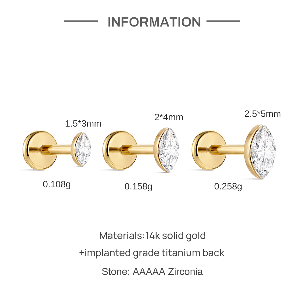 CANNER 1PC 14K Solid Gold Deli – Body Jewelry Flat Back recenzja i cena