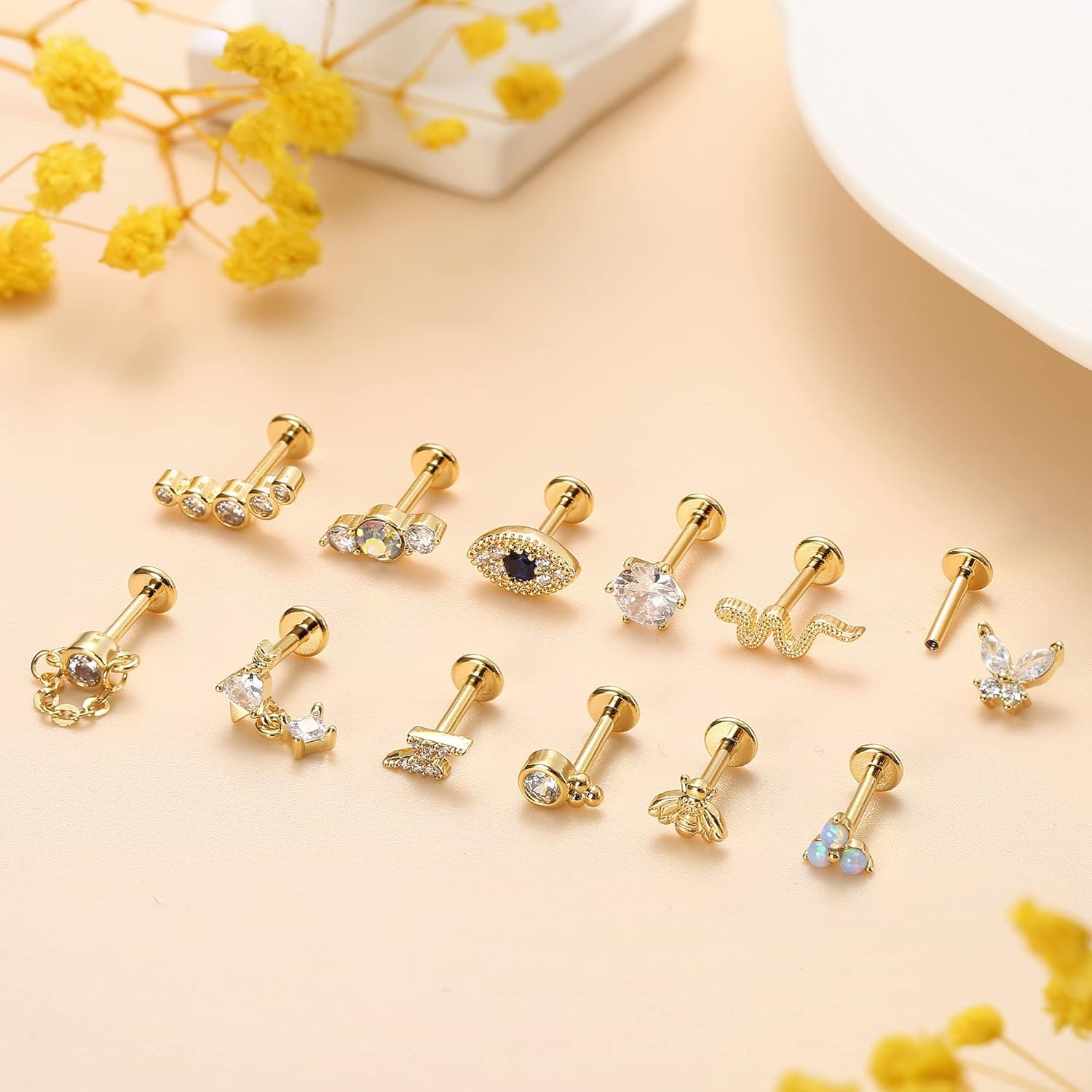 Bobisty 1Pc Cartilage Earrings – Body Jewelry Flat Back recenzja i cena