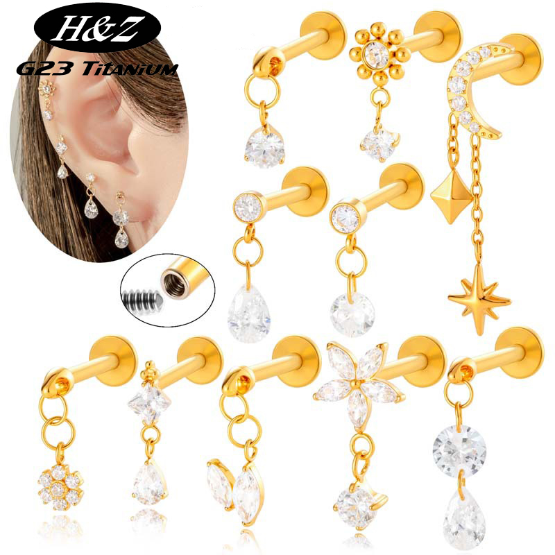 1PC G23 Titanium Stud Earrings – Body Jewelry Flat Back recenzja i cena