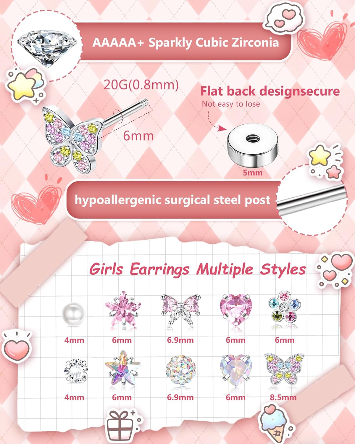 Bobisty 1Pair Earrings for Wom – Body Jewelry Flat Back recenzja i cena