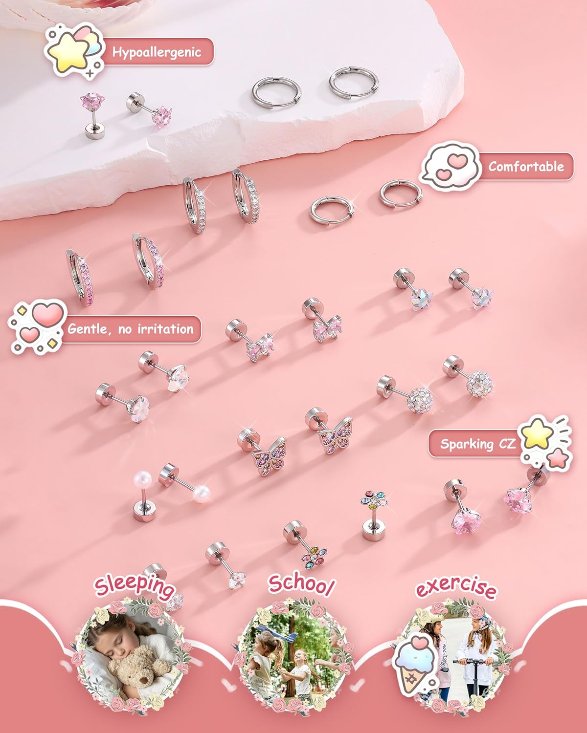 Bobisty 1Pair Earrings for Wom – Body Jewelry Flat Back recenzja i cena
