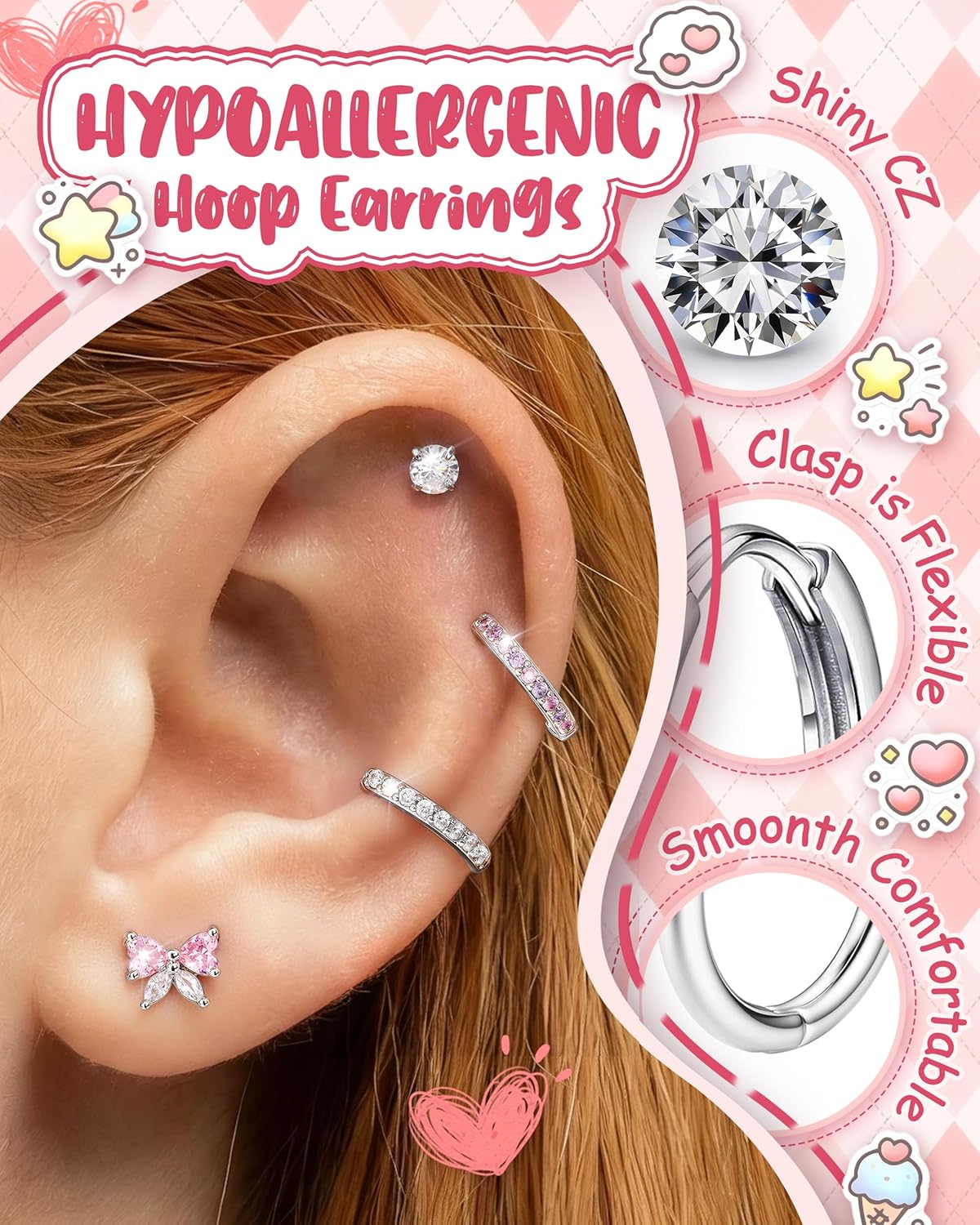 Bobisty 1Pair Earrings for Wom – Body Jewelry Flat Back recenzja i cena
