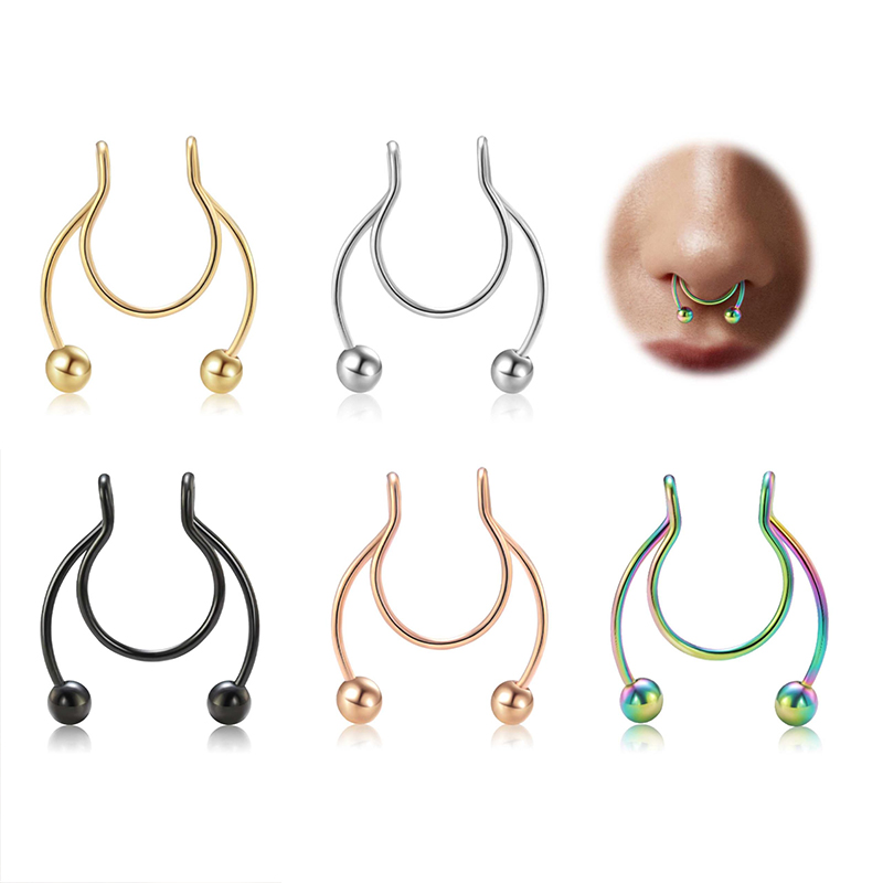 20G Fake Nose Rings Hoop Clip- – Body Jewelry Septum recenzja i cena