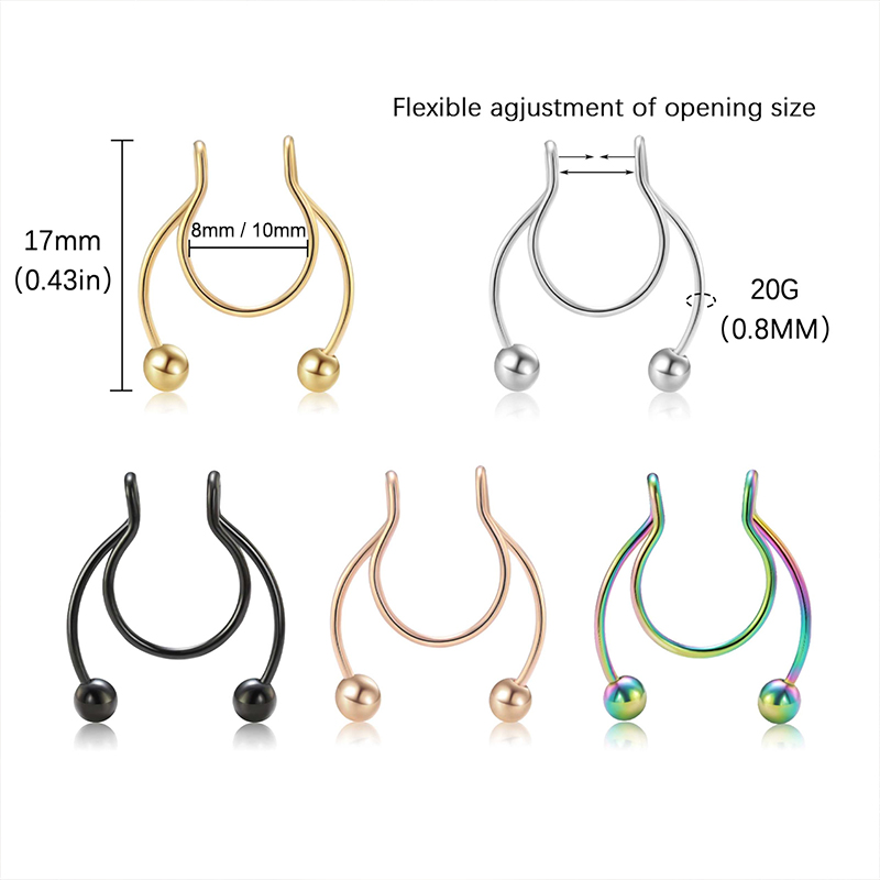20G Fake Nose Rings Hoop Clip- – Body Jewelry Septum recenzja i cena