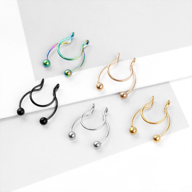 20G Fake Nose Rings Hoop Clip- – Body Jewelry Septum recenzja i cena