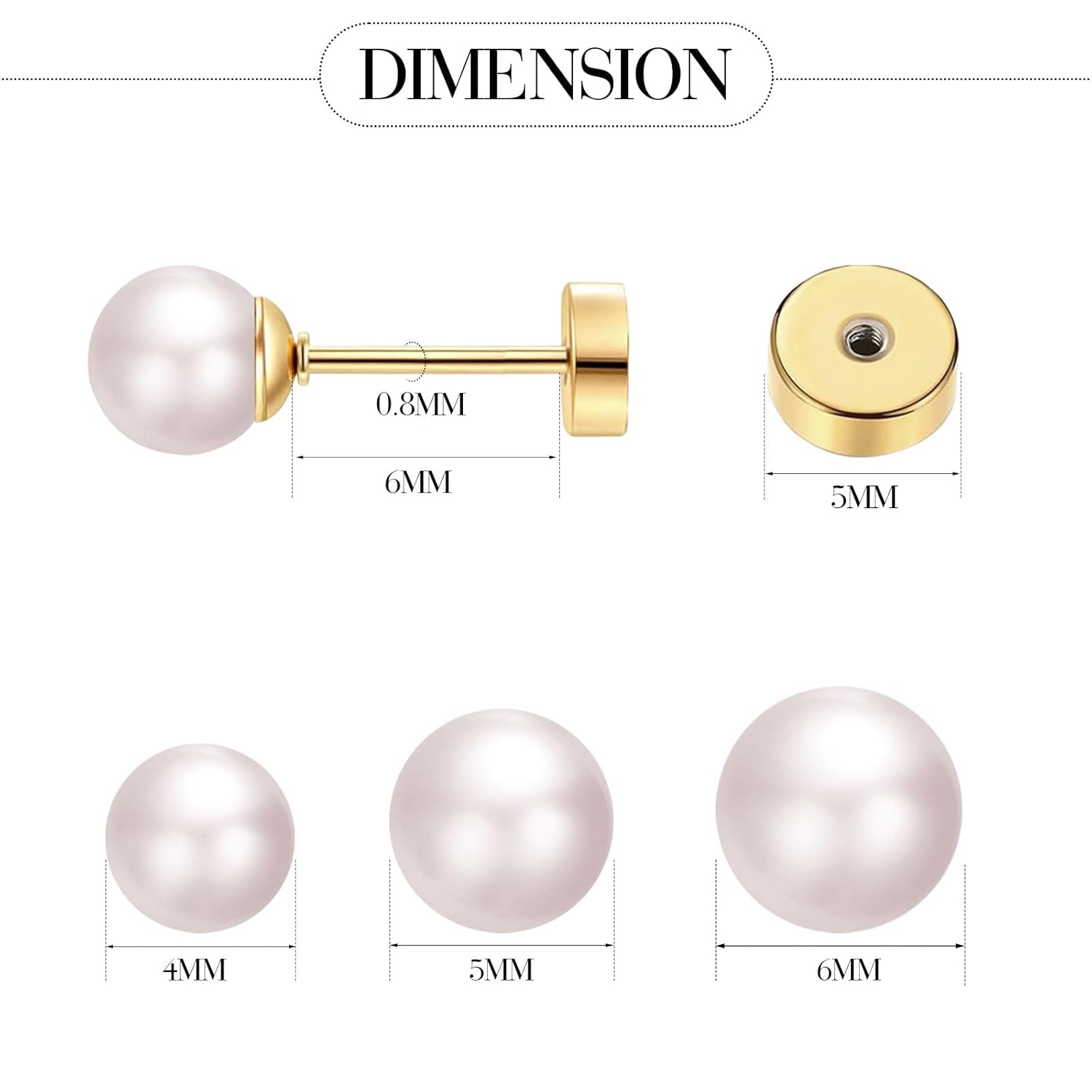 3 Pairs Tiny Pearl Stud Earrin – Body Jewelry Flat Back recenzja i cena