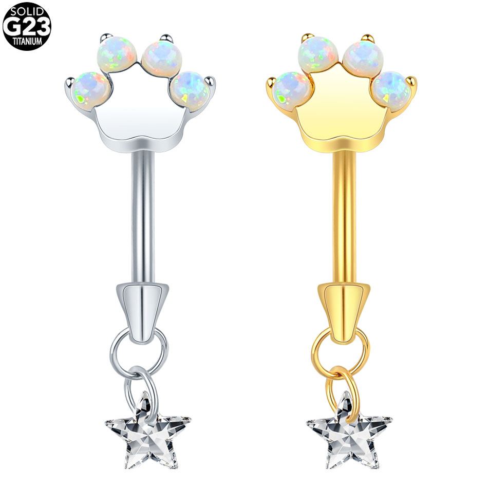 1pc Titanium Cat Paw Eyebrow P – Belly Bar Titanium recenzja i cena