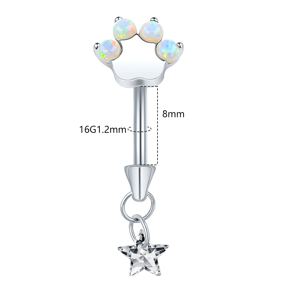 1pc Titanium Cat Paw Eyebrow P – Belly Bar Titanium recenzja i cena