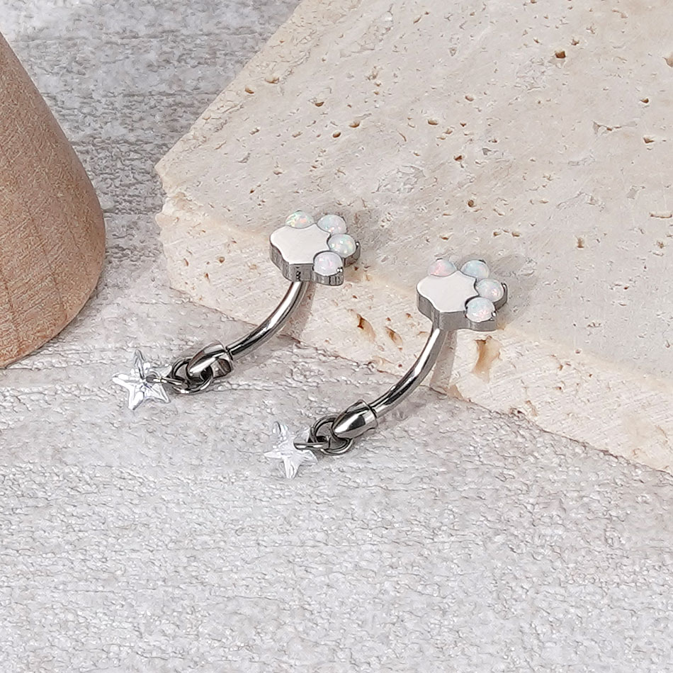 1pc Titanium Cat Paw Eyebrow P – Belly Bar Titanium recenzja i cena