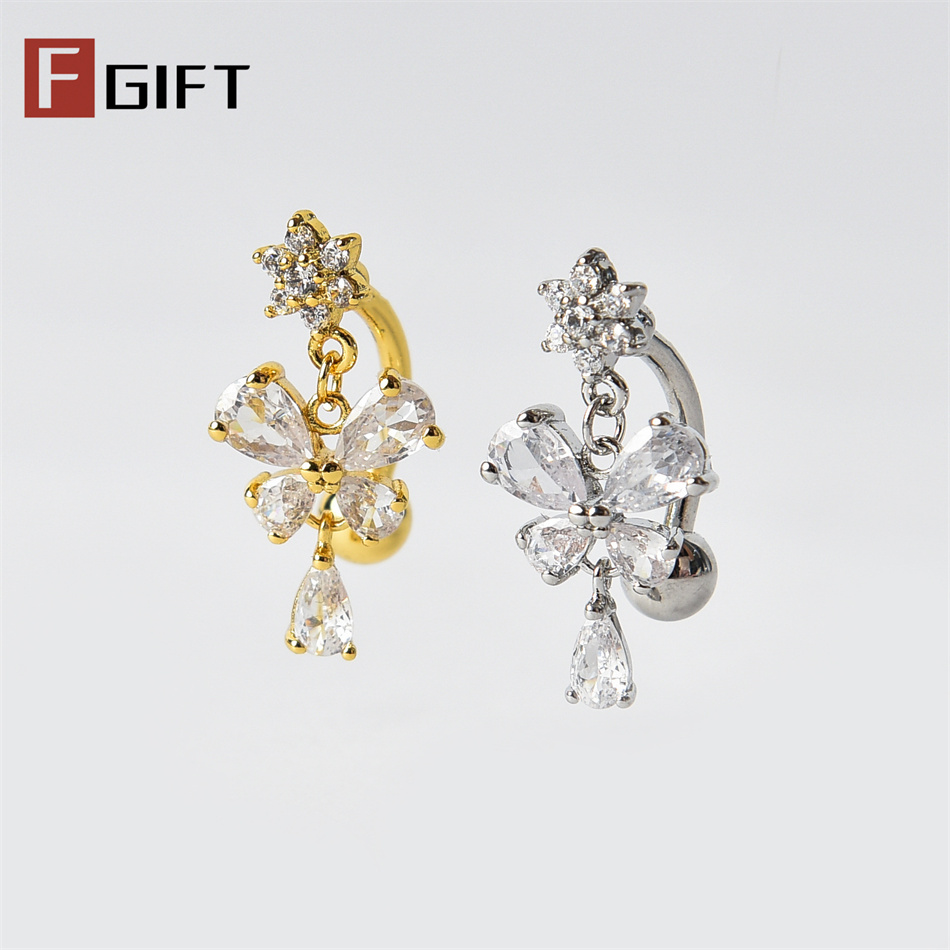 Zircon Butterfly Bow Dangle Re – Belly Bar Titanium recenzja i cena