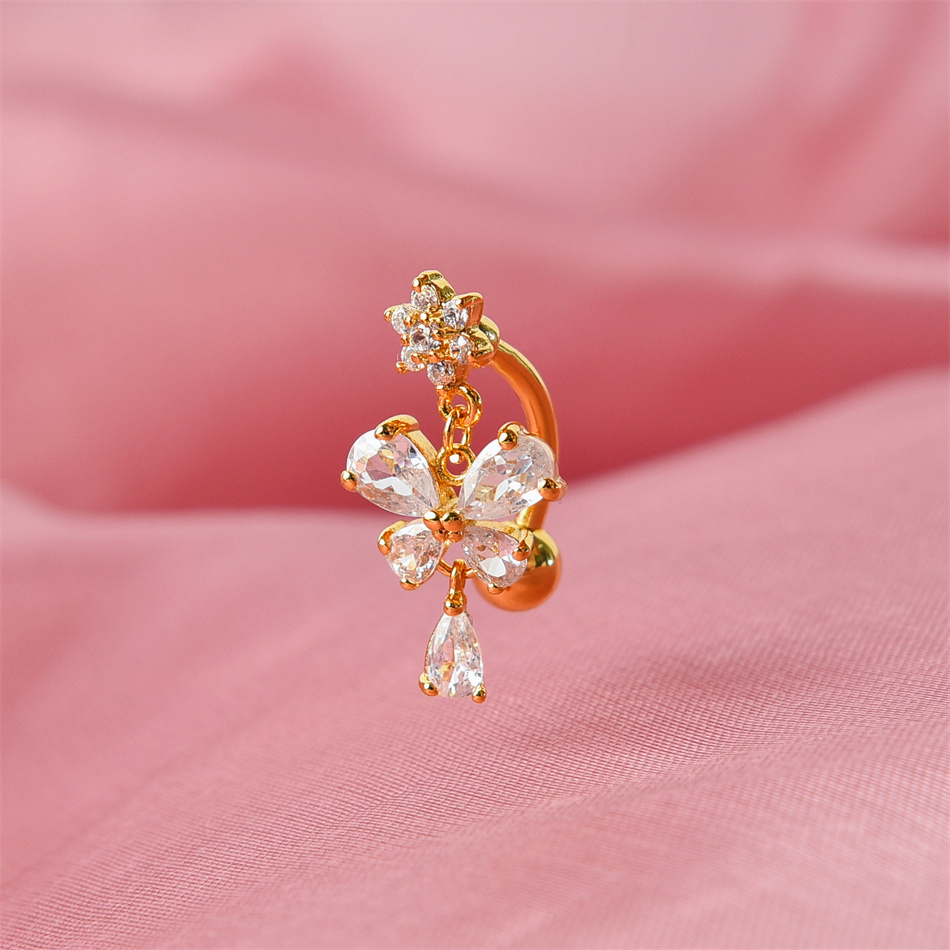 Zircon Butterfly Bow Dangle Re – Belly Bar Titanium recenzja i cena