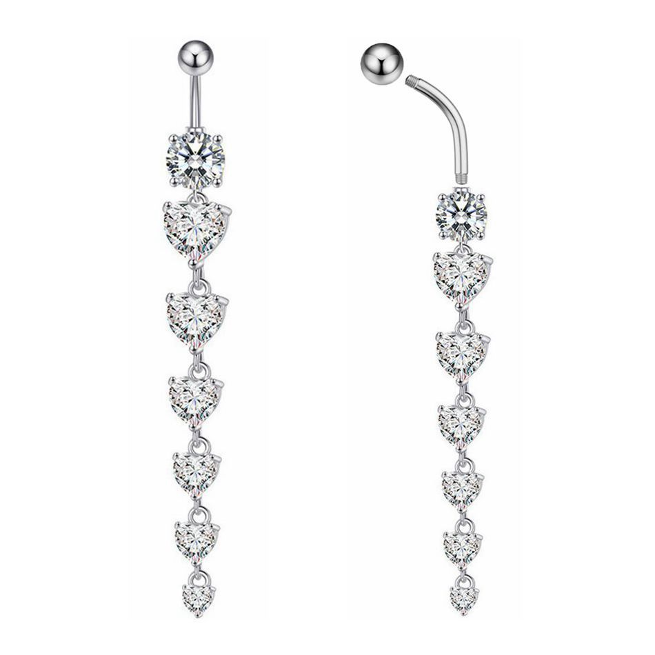 Silver Color Long Pendant Drop – Belly Bar Titanium recenzja i cena