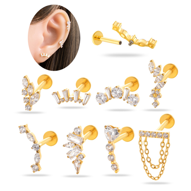 1PC G23 Titanium Ear Stud Inte – Body Jewelry Flat Back recenzja i cena