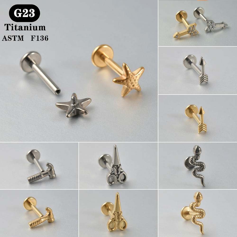 1PC ASTM F136 Titanium Labret  – Body Jewelry Flat Back recenzja i cena
