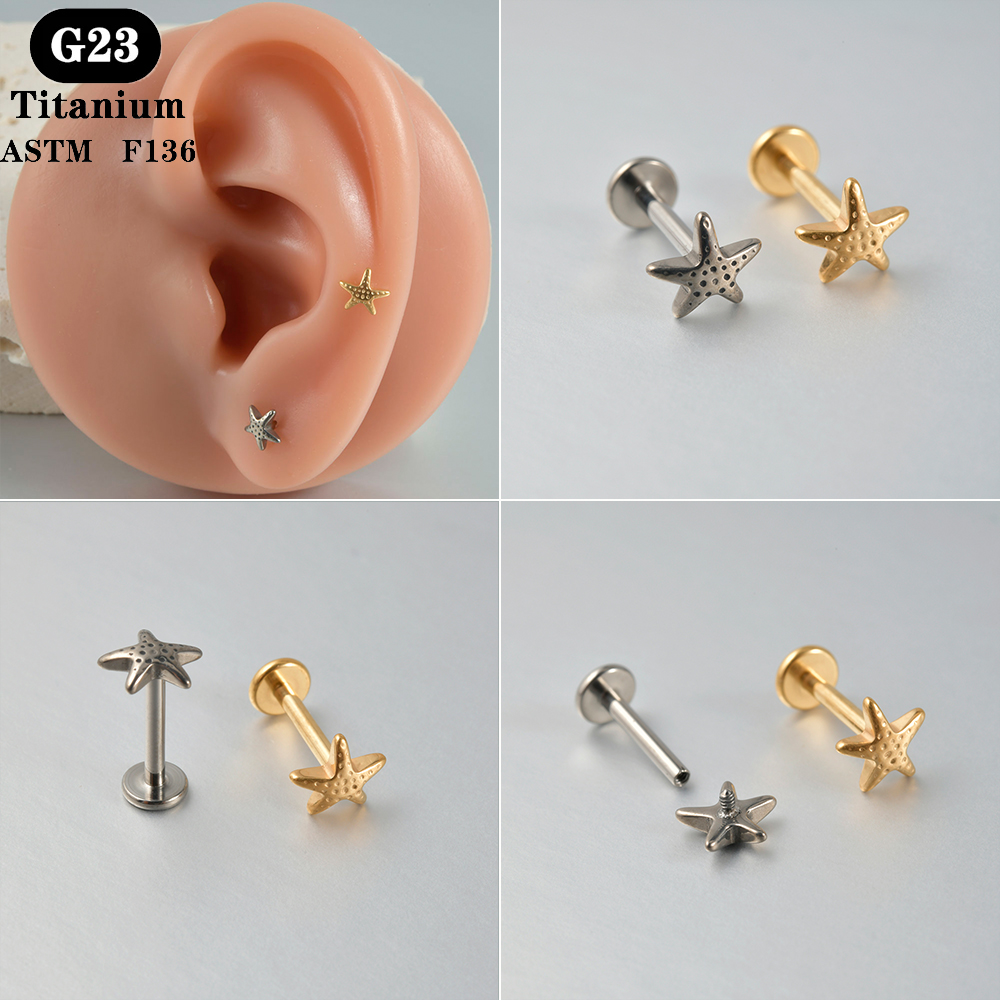 1PC ASTM F136 Titanium Labret  – Body Jewelry Flat Back recenzja i cena