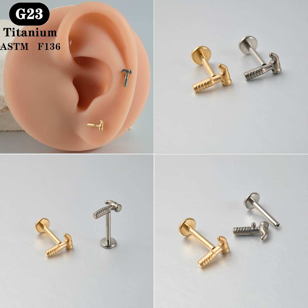 1PC ASTM F136 Titanium Labret  – Body Jewelry Flat Back recenzja i cena