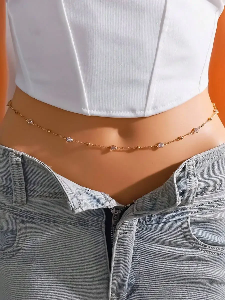 1pc Women's Crystal Chain Wais – Body Jewelry Beach recenzja i cena