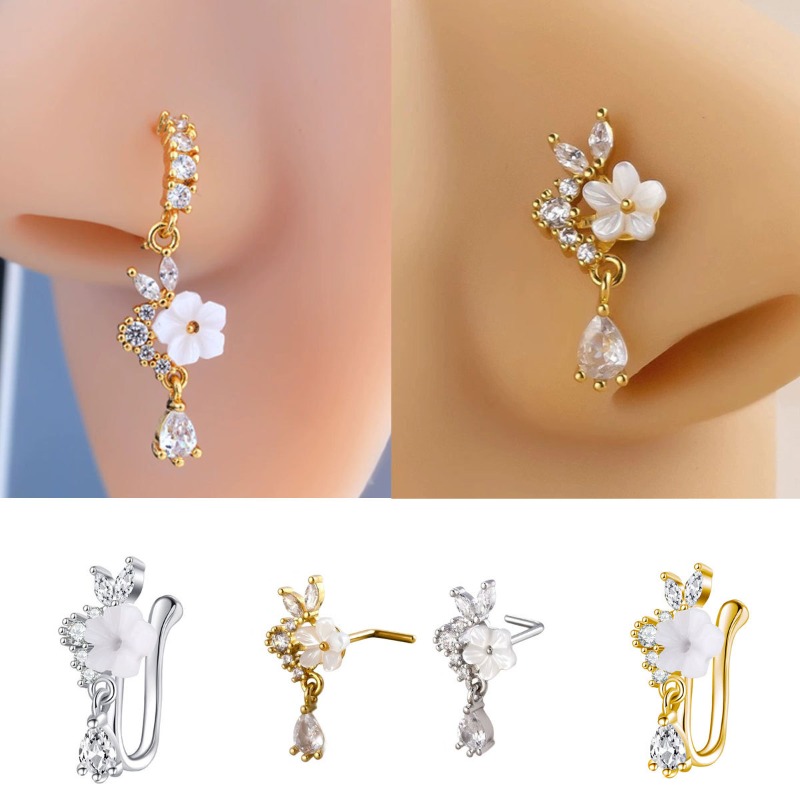Stylish Floral Zircon Nose Hoo – Body Jewelry Septum recenzja i cena