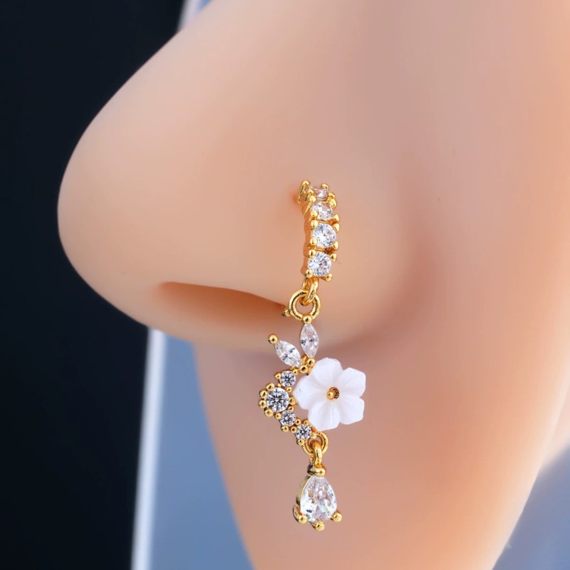 Stylish Floral Zircon Nose Hoo – Body Jewelry Septum recenzja i cena