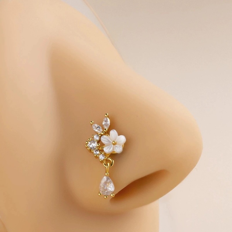 Stylish Floral Zircon Nose Hoo – Body Jewelry Septum recenzja i cena