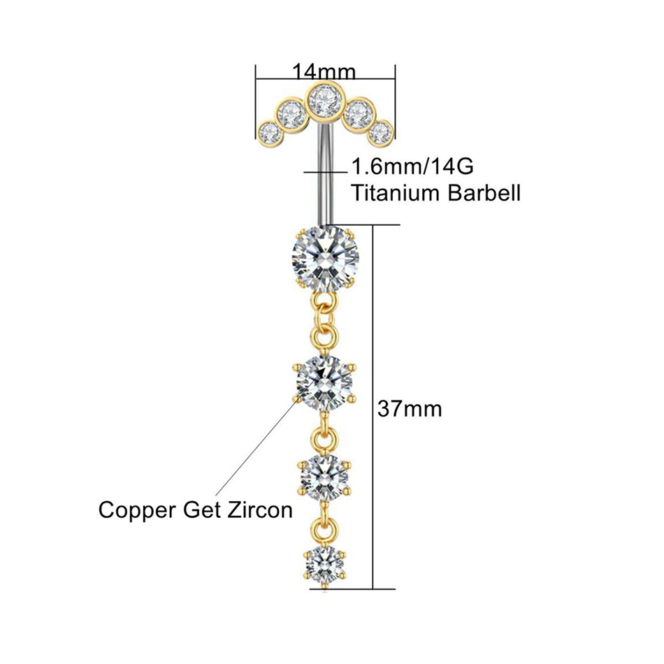 Gold Silver Color Long Dangled – Belly Bar Titanium recenzja i cena