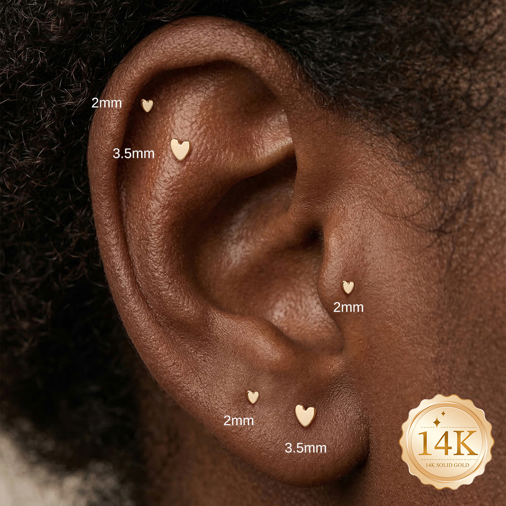 AIDE 14K Gold Stud Earrings fo – Body Jewelry Flat Back recenzja i cena